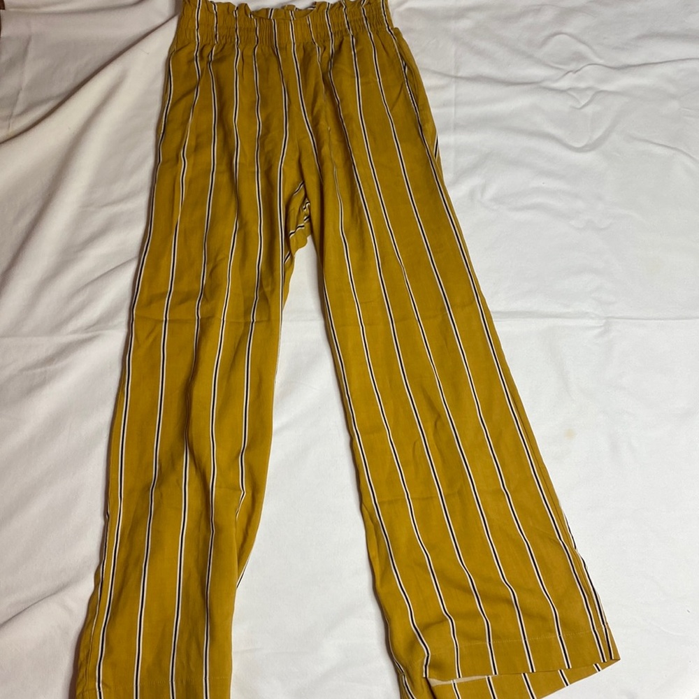 Slight Wide Leg, Stripe Yellow Summer Pants